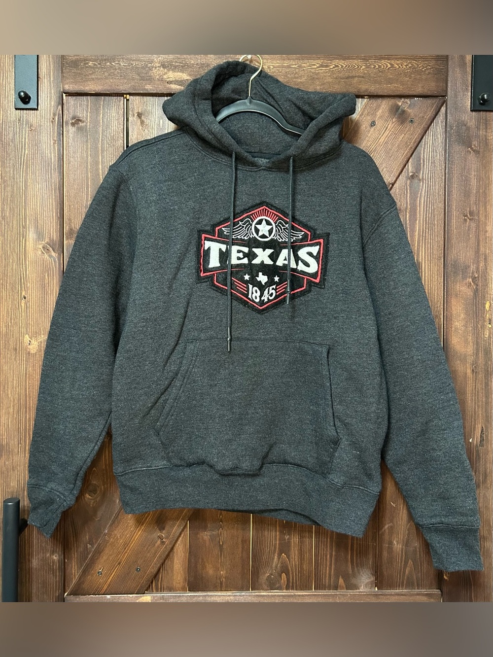 State of Mind Dark Gray Texas Hooded Sweatshirt with Red Accents